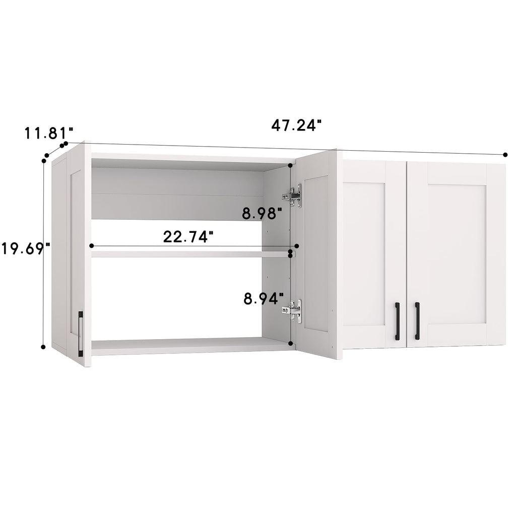 White Laundry Room Cabinets and Storage with 4 Doors and Adjustable Shelf G89698