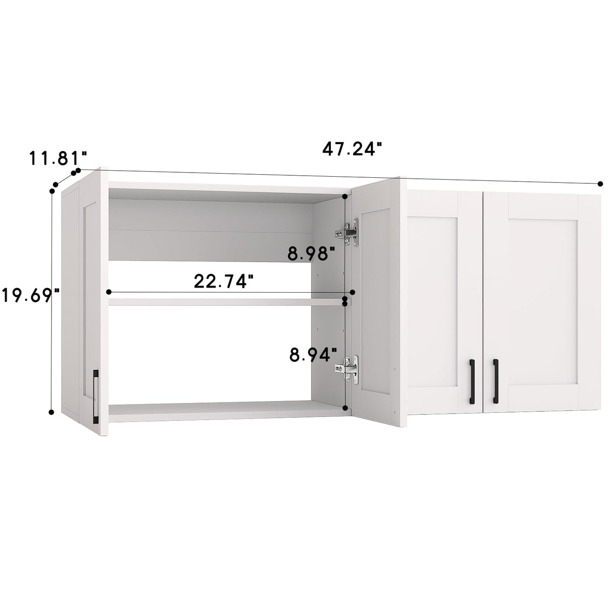 White Laundry Room Cabinets and Storage with 4 Doors and Adjustable Shelf G89698