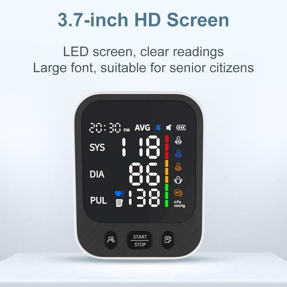 Automatic Upper Arm Blood Pressure Monitor with Large LED Screen and Adjustable Cuff J663772