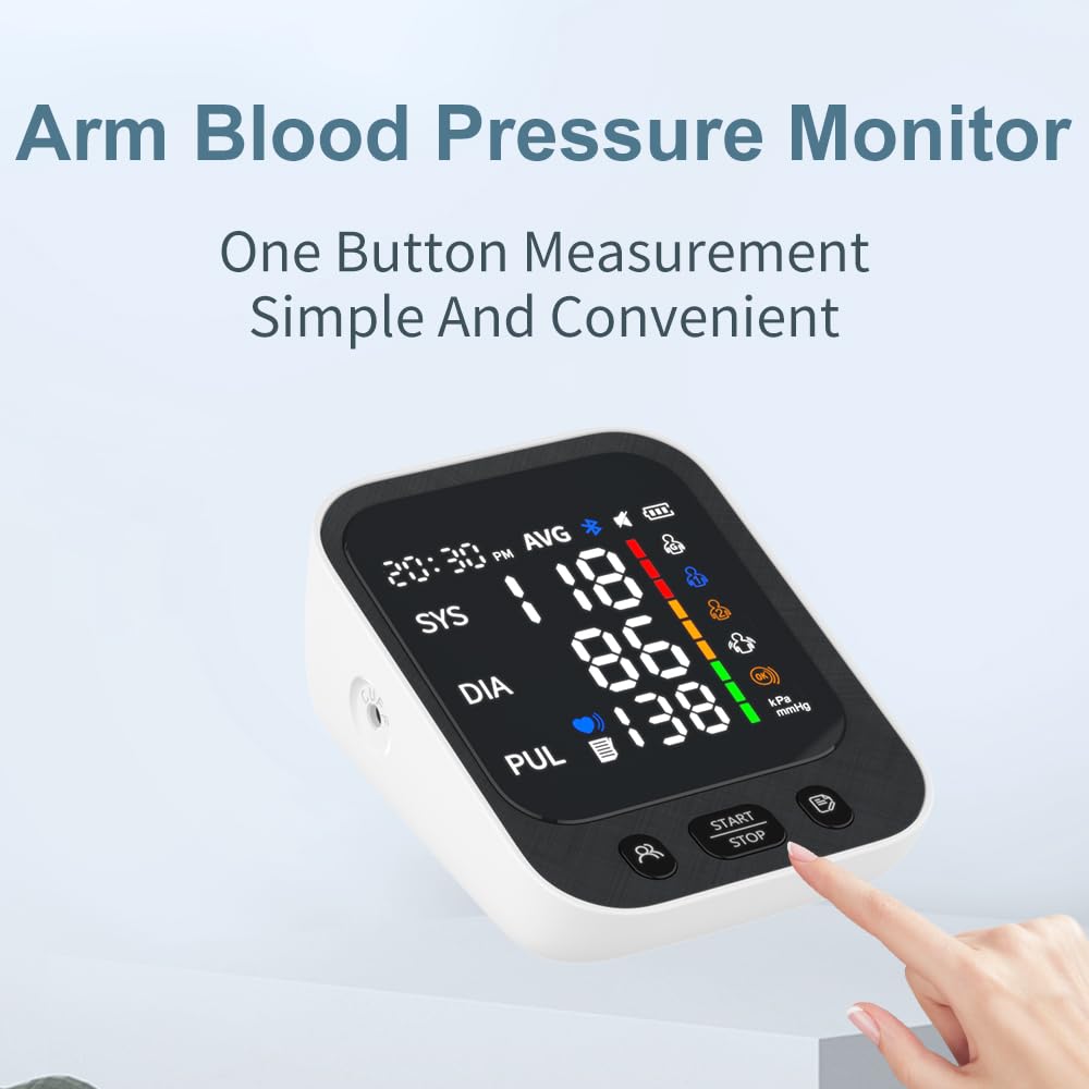 Automatic Upper Arm Blood Pressure Monitor with Large LED Screen and Adjustable Cuff J663772
