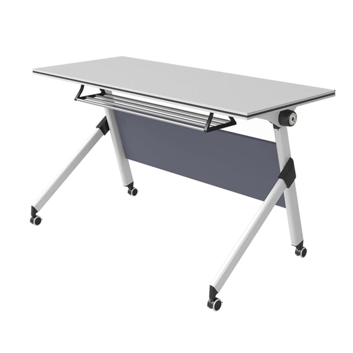 Portable Folding Conference Table with Storage and Wheels Z510133