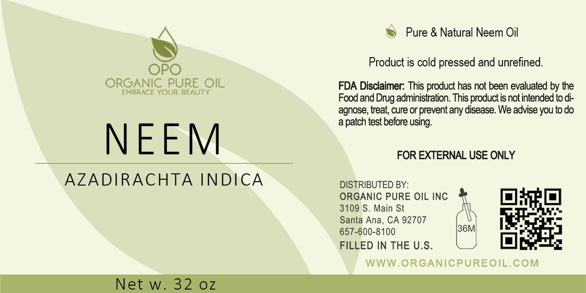 100% Pure Cold Pressed Neem Oil 32 oz V828748
