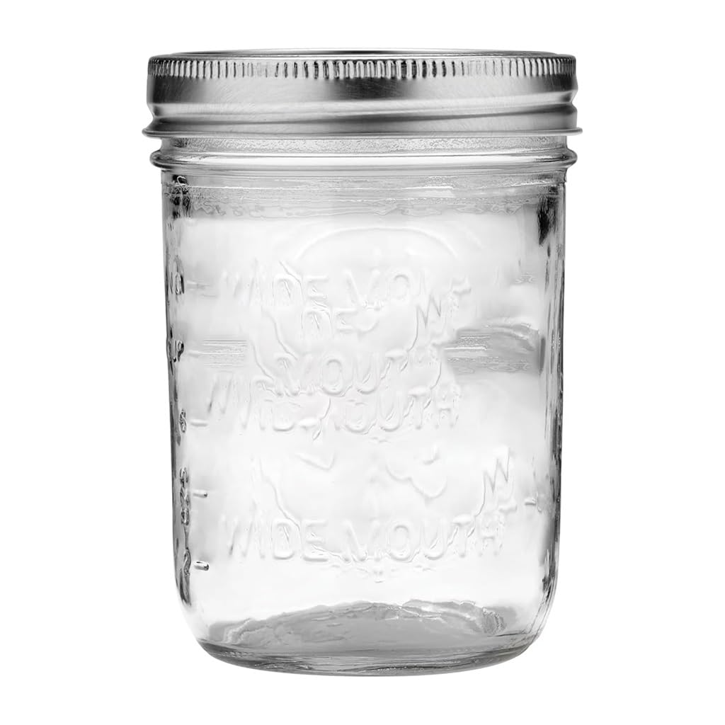 16oz Wide Mouth Clear Glass Mason Jars with Lids & Bands D276309