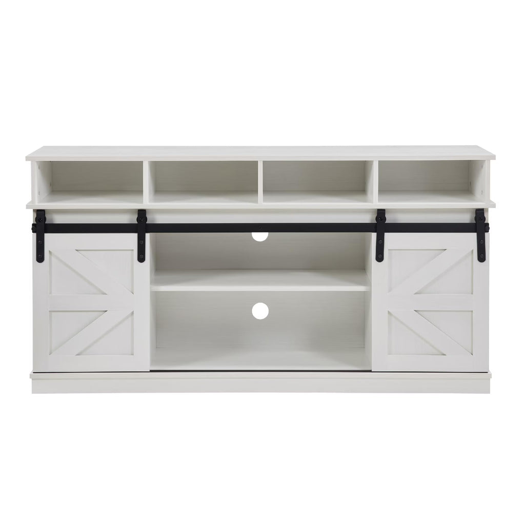 White Wood TV Stand with Adjustable Shelves G730