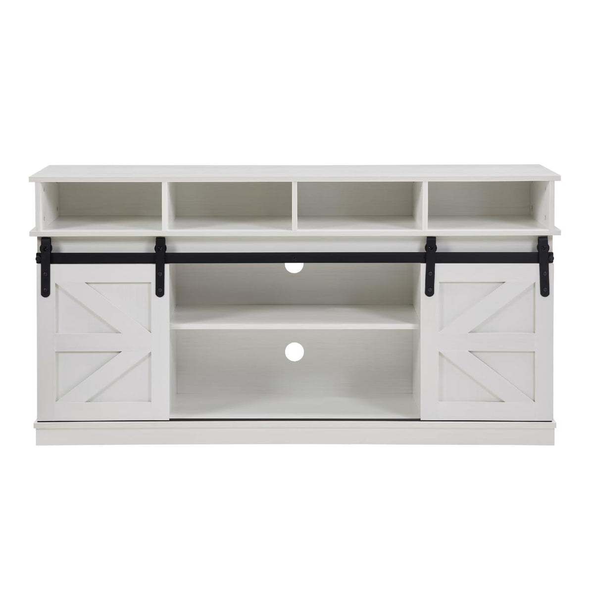 White Wood TV Stand with Adjustable Shelves G730