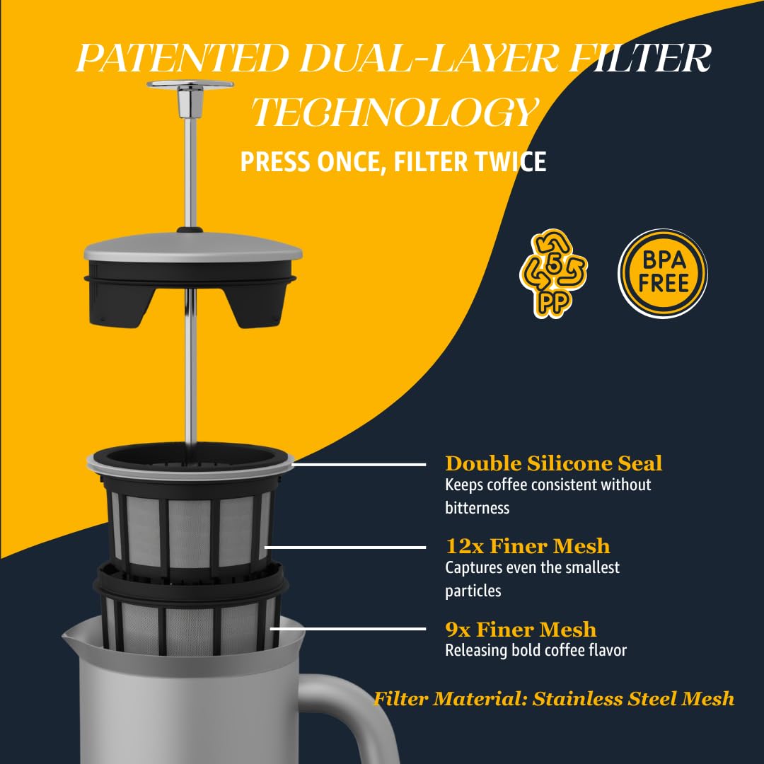 18oz Brushed Stainless Steel French Press R18243