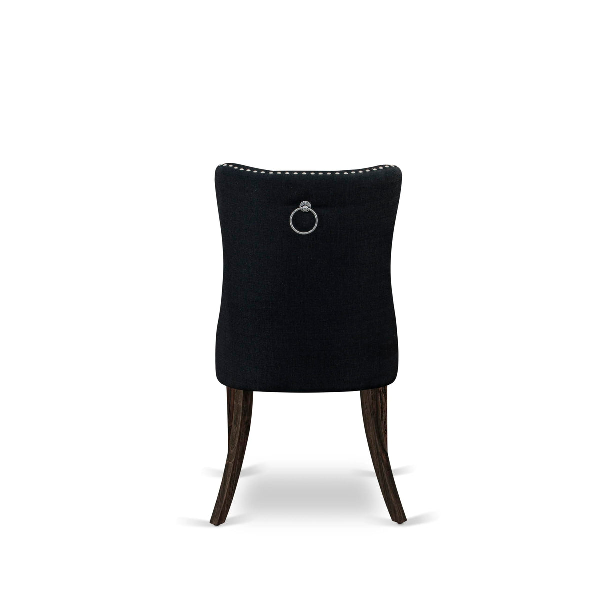 Black Linen Fabric Button Tufted Dining Chairs Set of 2 K28138