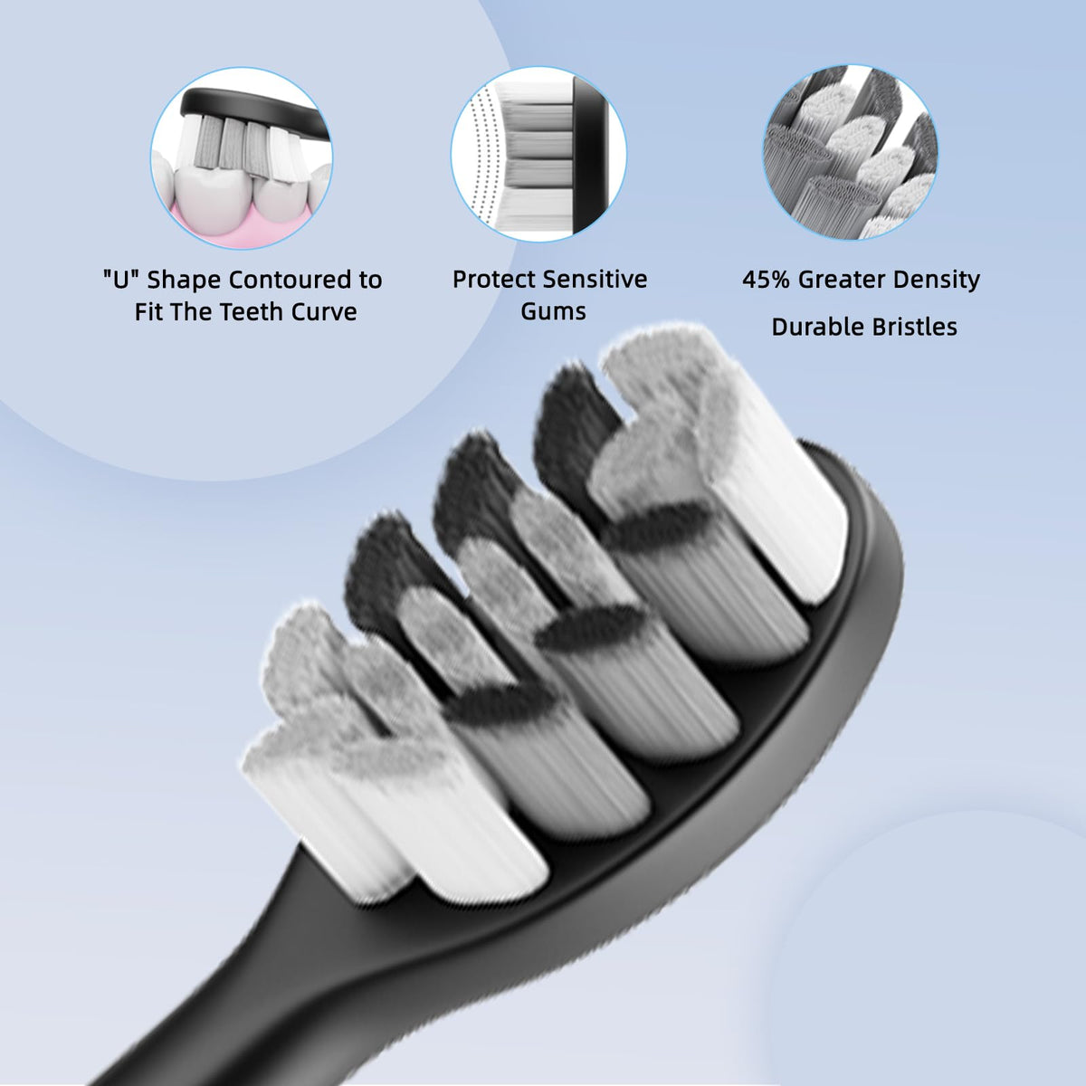 Black White Sonic Electric Toothbrush Set with 10 Brush Heads and Travel Case P721353
