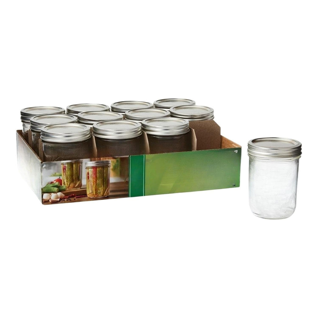 16 Oz Wide Mouth Glass Mason Jars with Lids & Bands, 12-Pack T4116
