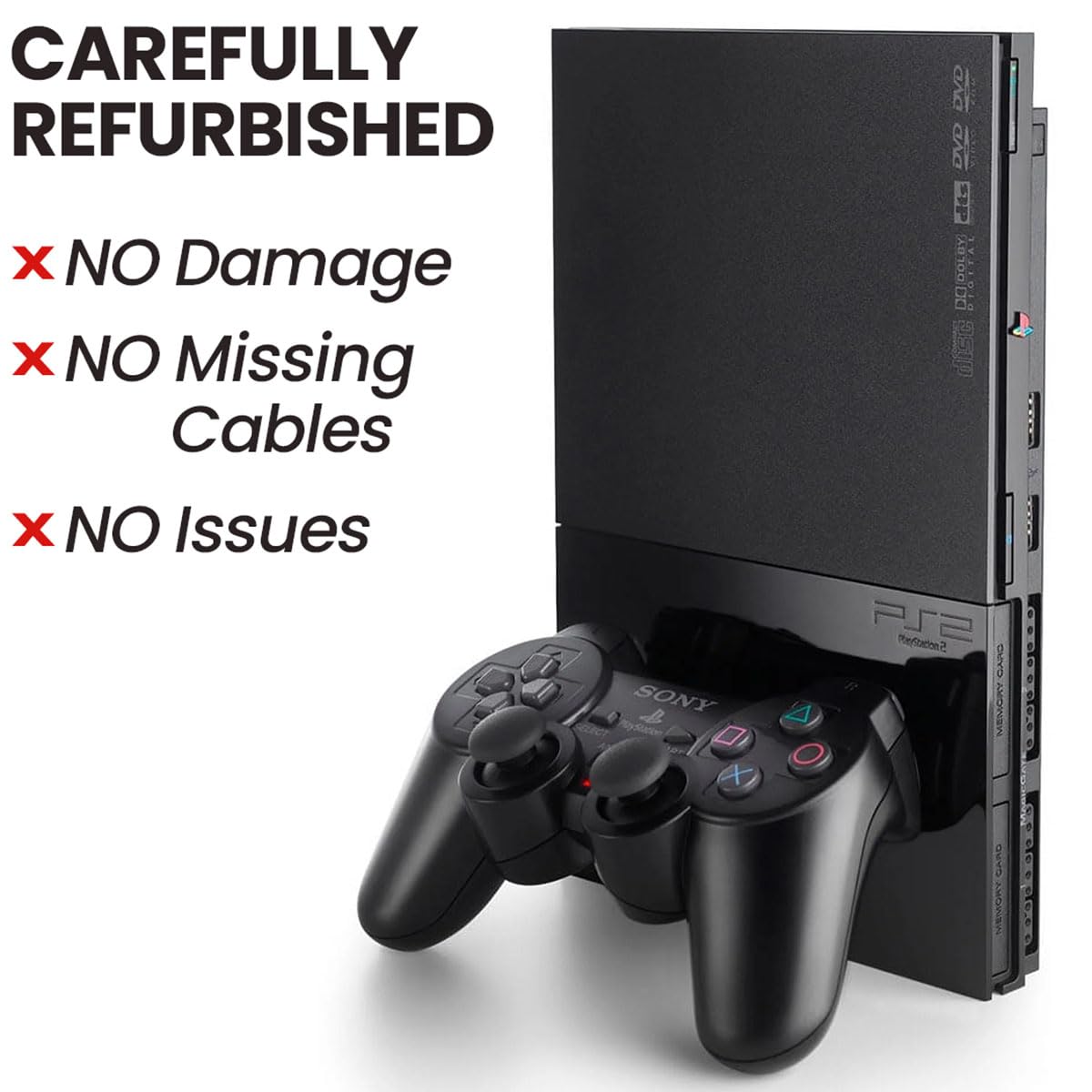Black PlayStation 2 Console with 2 Wireless Controllers H605626