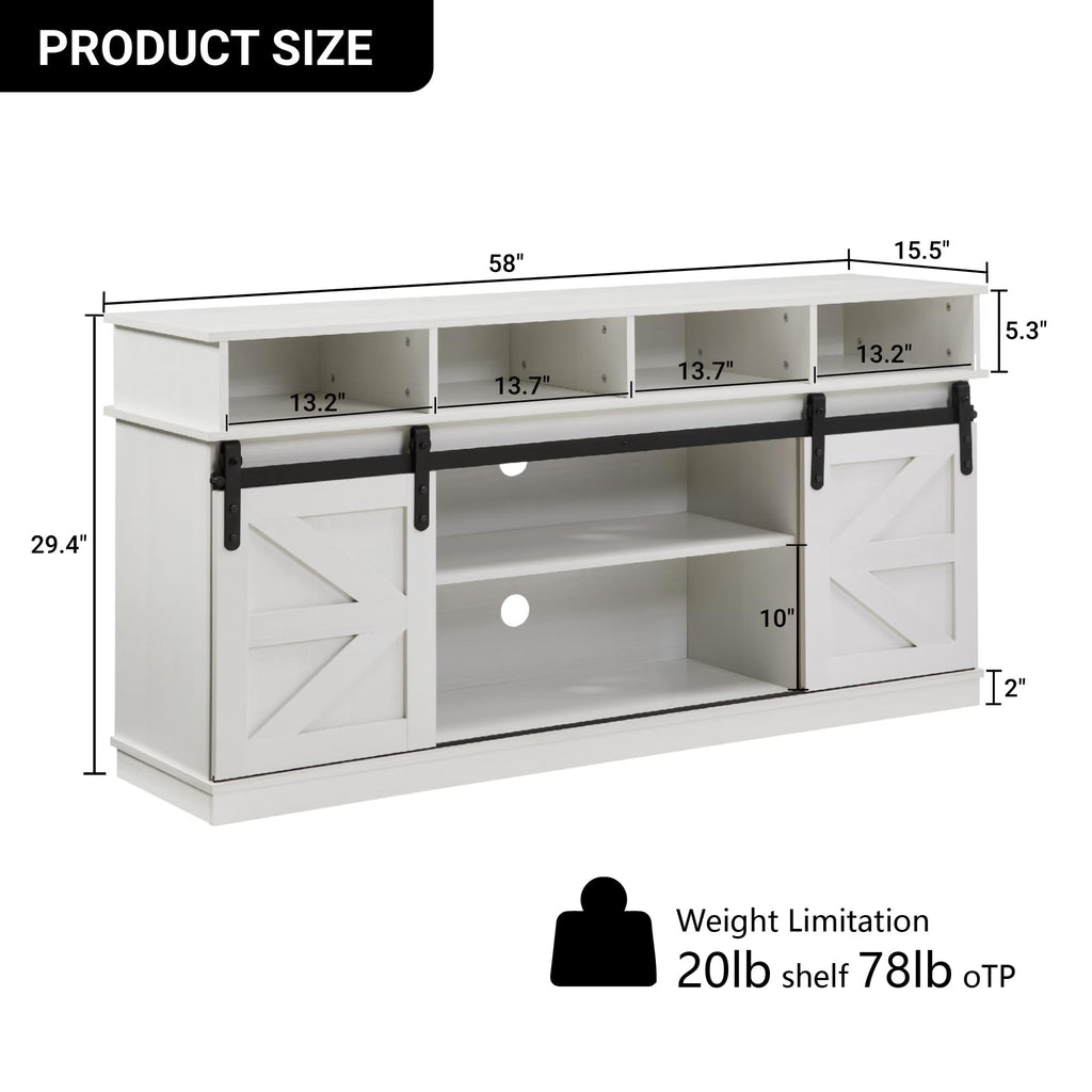 White Wood TV Stand with Adjustable Shelves G730