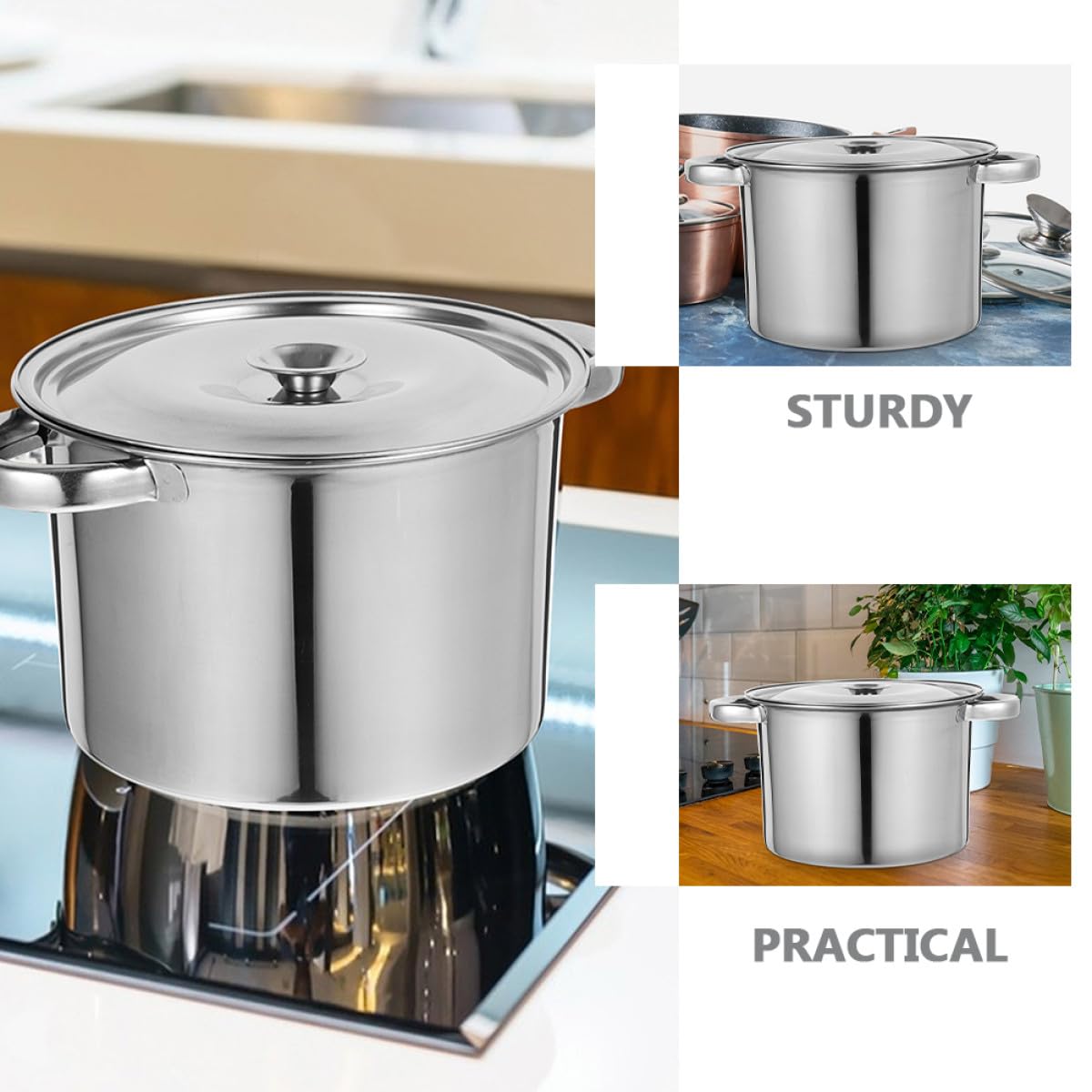 Stainless Steel Double Handle Stock Pot with Lid X998