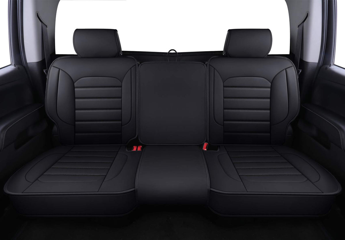 Black Faux Leather Full Set Seat Covers W134621