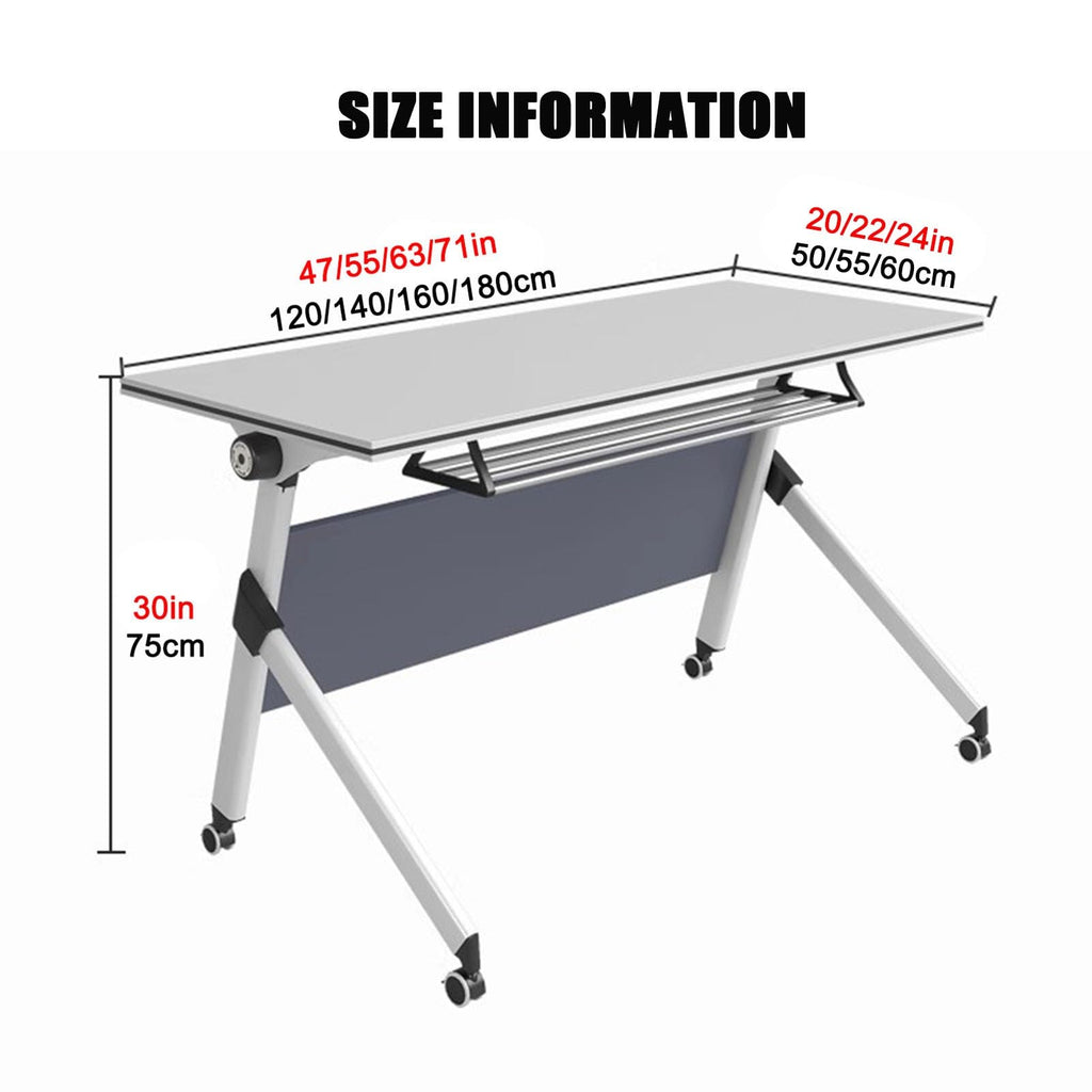Portable Folding Conference Table with Storage and Wheels Z510133