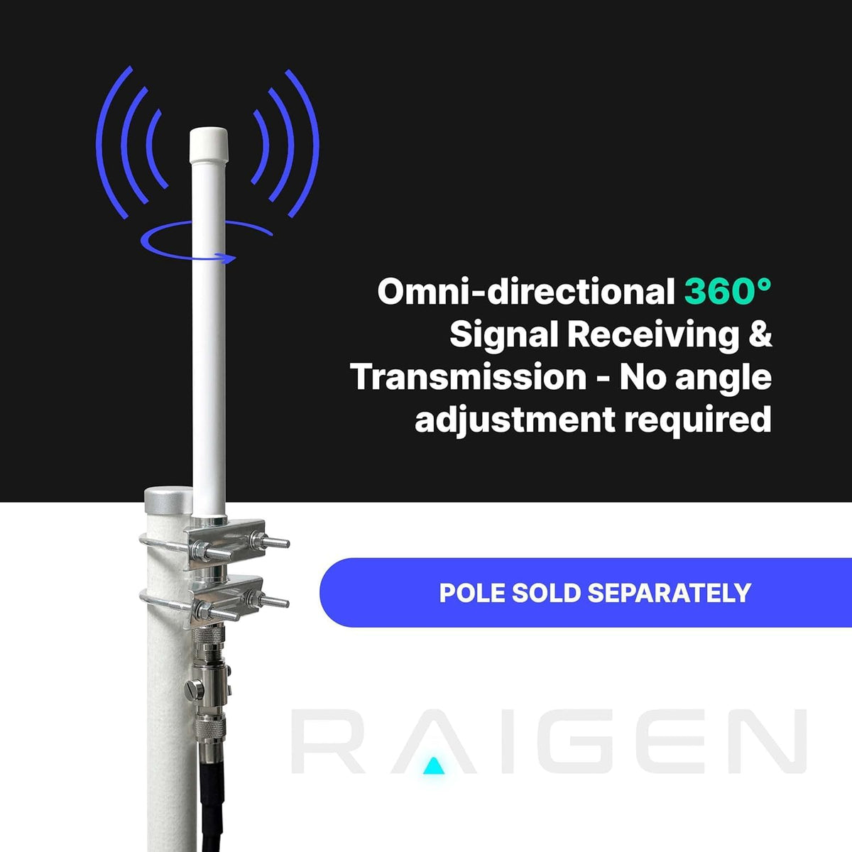 8 dBi LoRa 915 MHz Outdoor Omni-Directional Antenna with 5ft Cable J490064