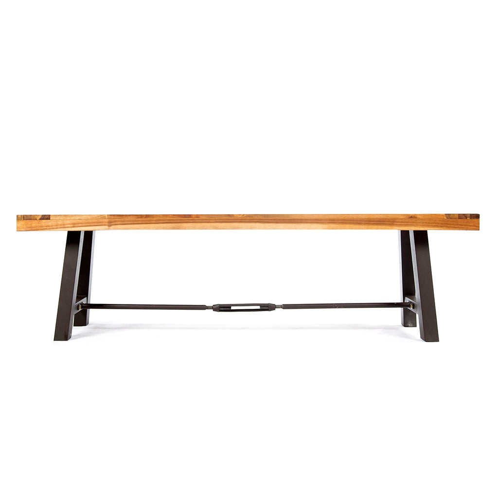 Acacia Wood Outdoor Bench with Metal Accents B298738