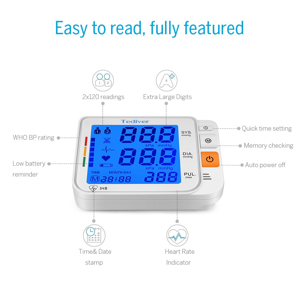 Digital Blood Pressure Monitor, Large Cuff, Upper Arm Blood Pressure Machine I5138