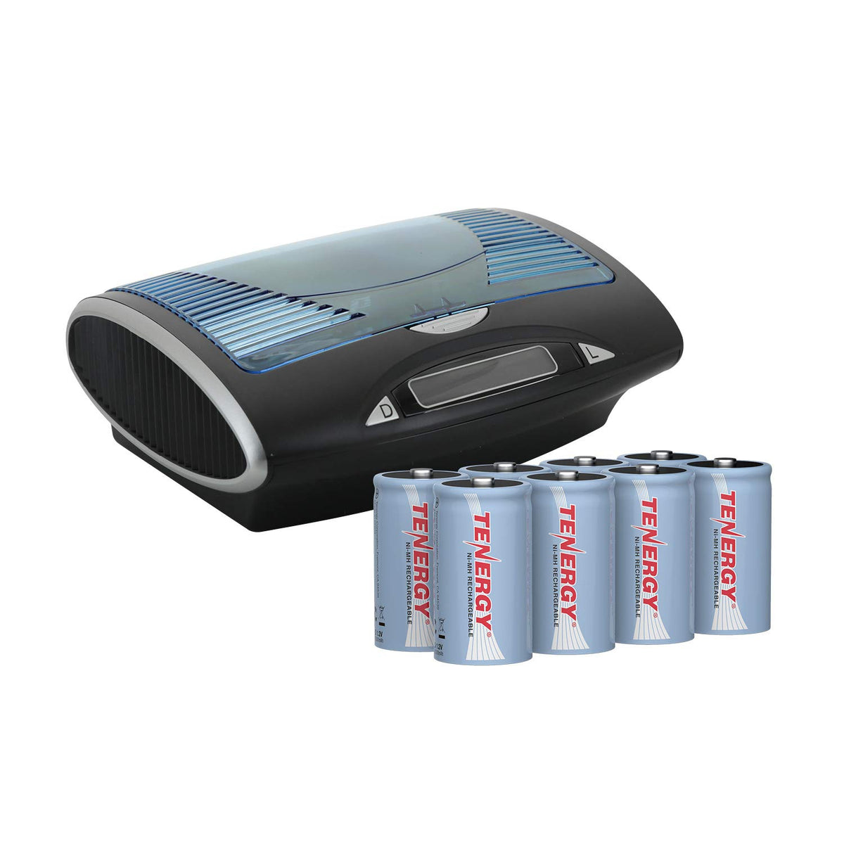 Universal LCD Battery Charger + 8 Pack D Size Rechargeable Batteries R182