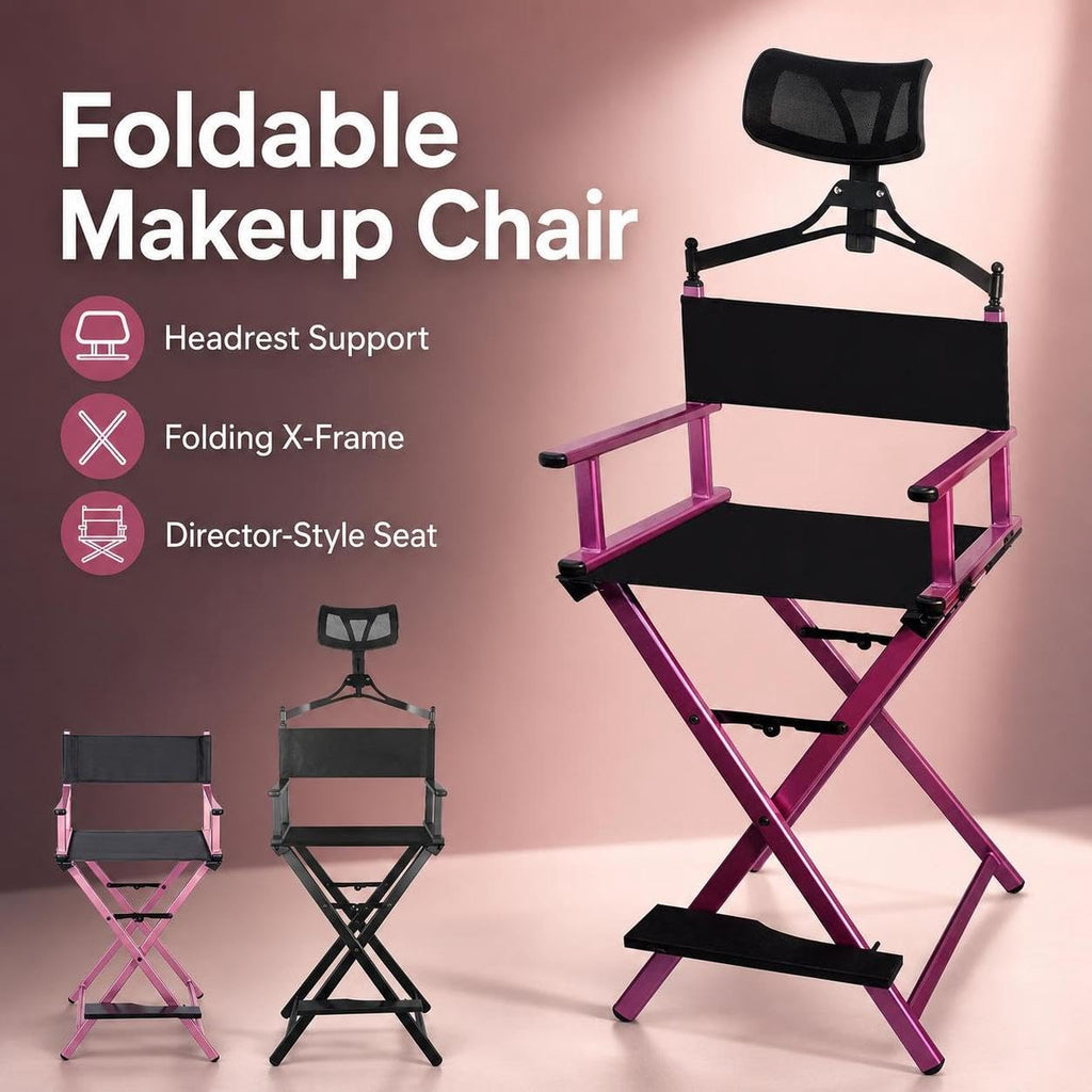 Foldable Adjustable Height Director Chair with Headrest F578968