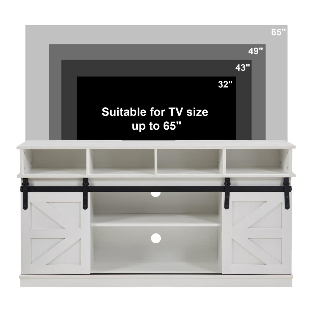 White Wood TV Stand with Adjustable Shelves G730