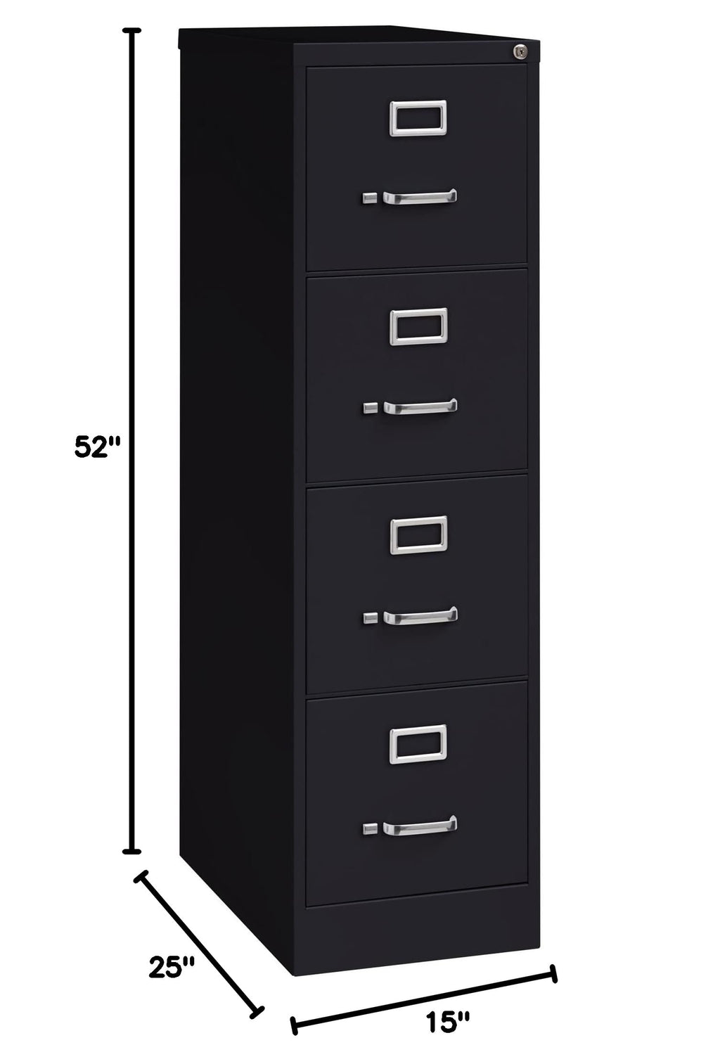 4 Drawer Vertical File with Lock, Black O736