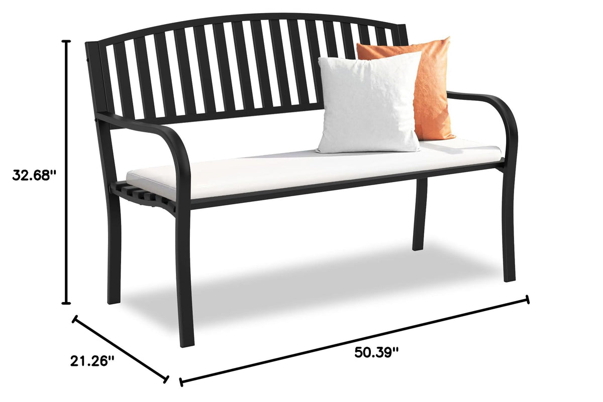 Weatherproof Heavy-Duty Wrought Iron Outdoor Bench F853