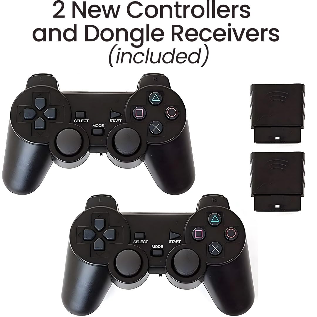 Black PlayStation 2 Console with 2 Wireless Controllers H605626