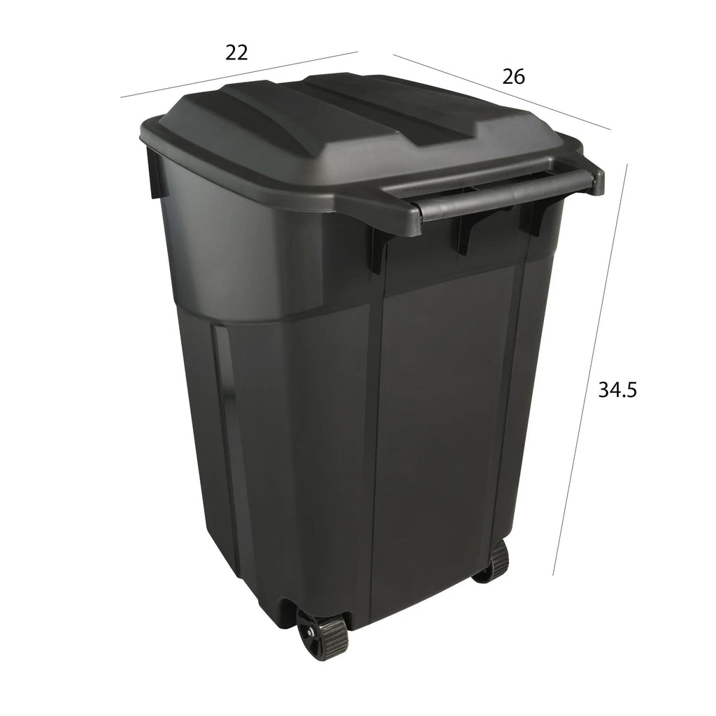 Black 45-Gallons Plastic Wheeled Trash Can with Lid S277752