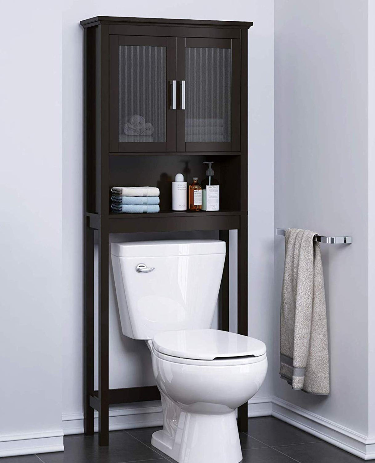 Over the Toilet Storage Cabinet with Glass Doors T807324