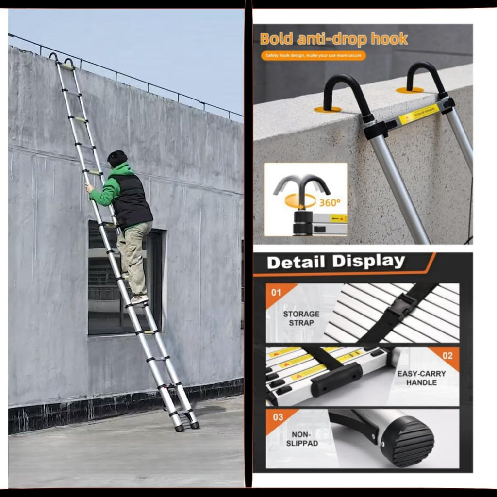 Aluminum Telescopic Ladder with Hooks K12333