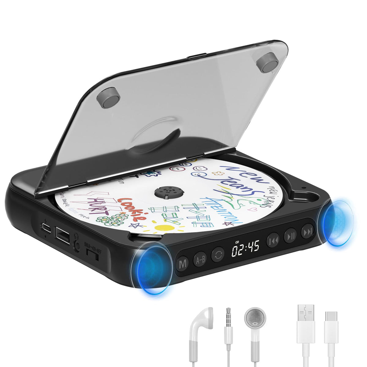 Black Portable Bluetooth CD Player G80244