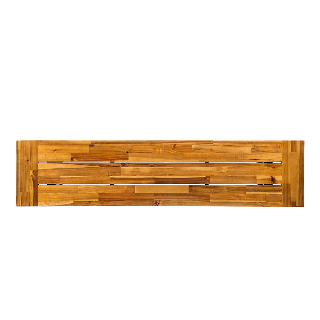 Acacia Wood Outdoor Bench with Metal Accents B298738
