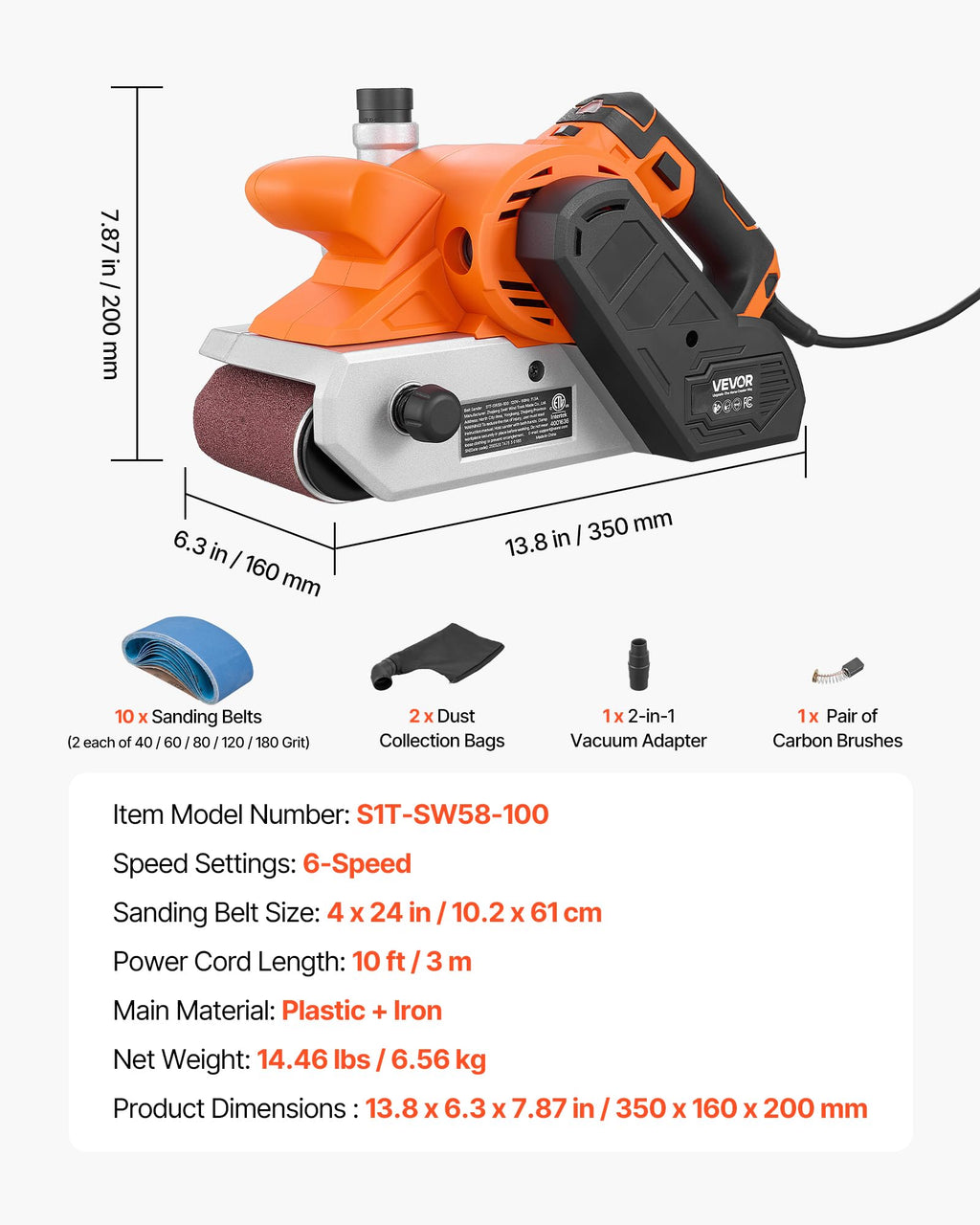 11.5A 4" x 24" Variable Speed Belt Sander J824