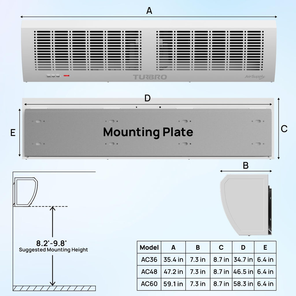 36-Inch Wall-Mounted Air Curtain Fan Q57894