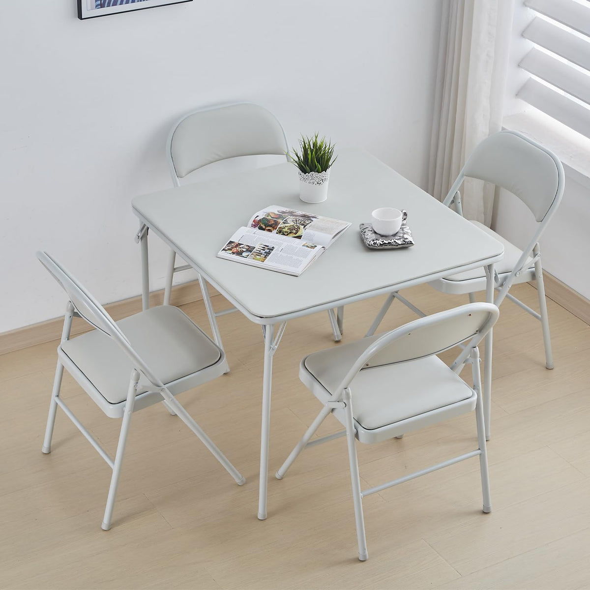 Square Folding Table with Collapsible Legs White M969
