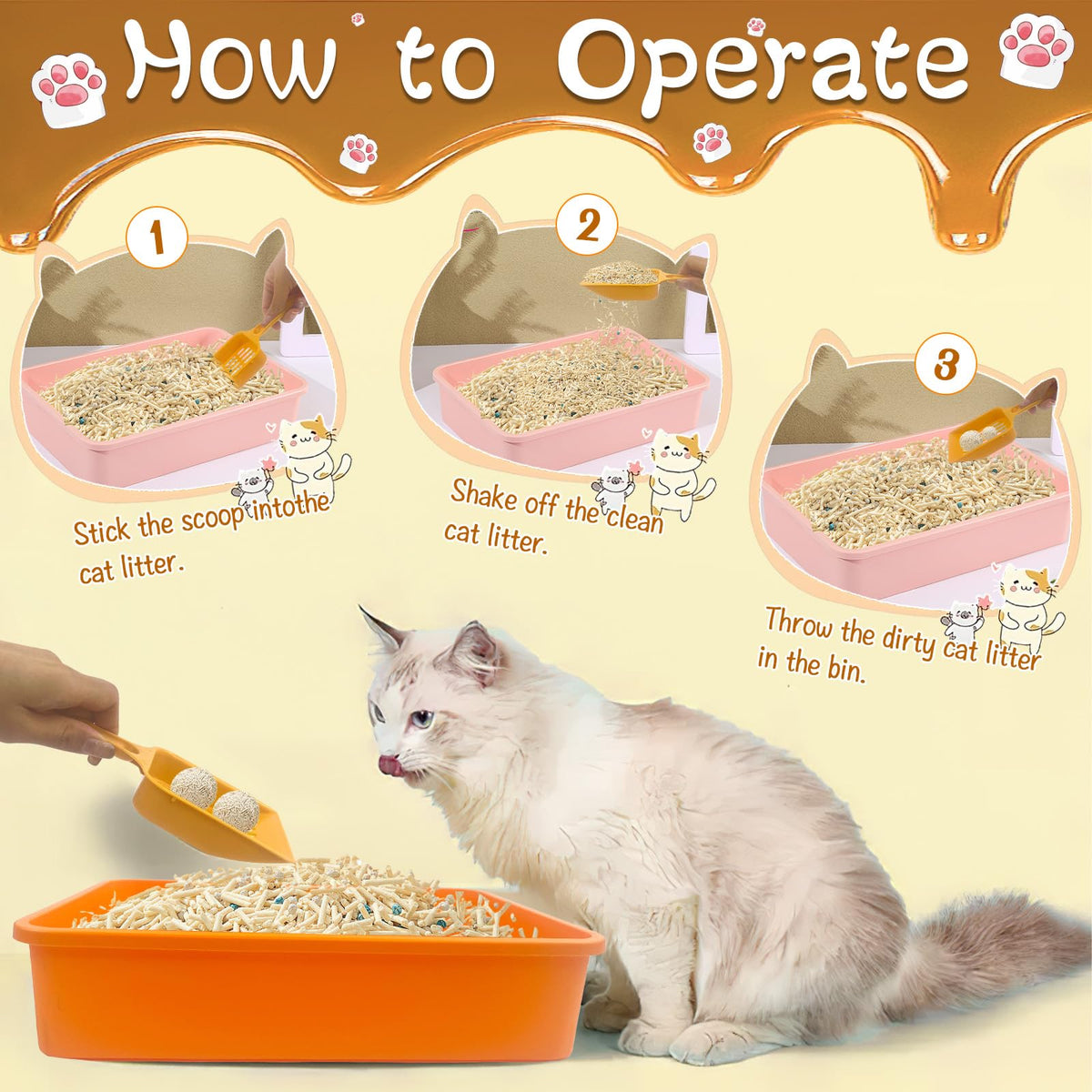 6 Pcs Plastic Kitten Litter Box Set with Scooper P589