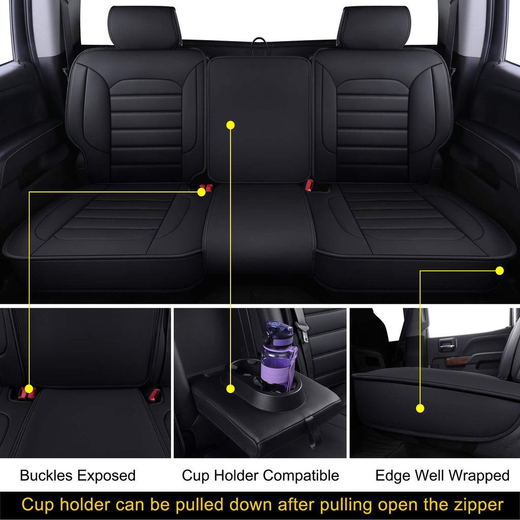 Black Faux Leather Full Set Seat Covers W134621