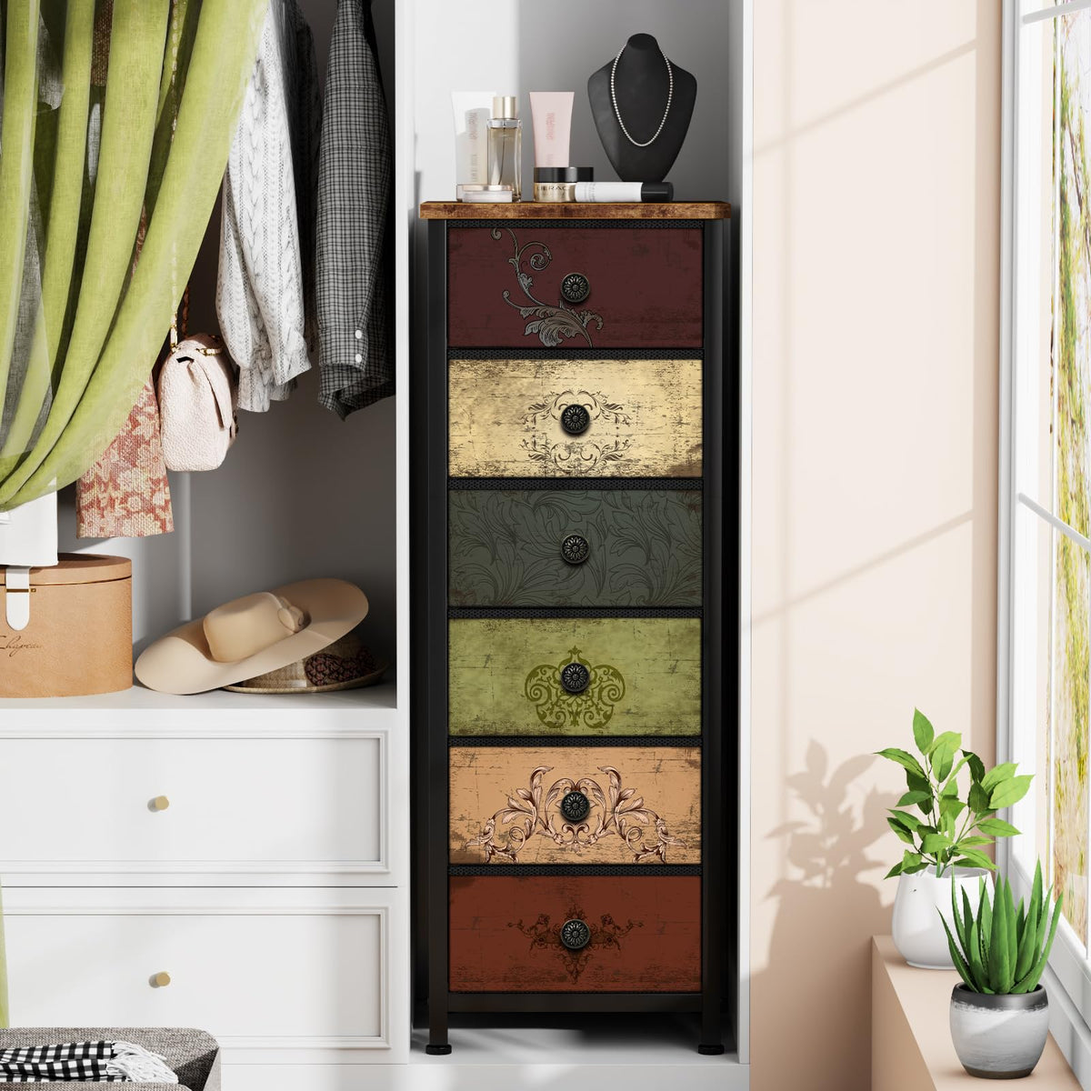 Tall 6 Drawer Fabric Dresser E94177