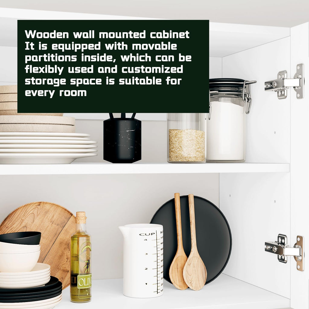 White Laundry Room Cabinets and Storage with 4 Doors and Adjustable Shelf G89698