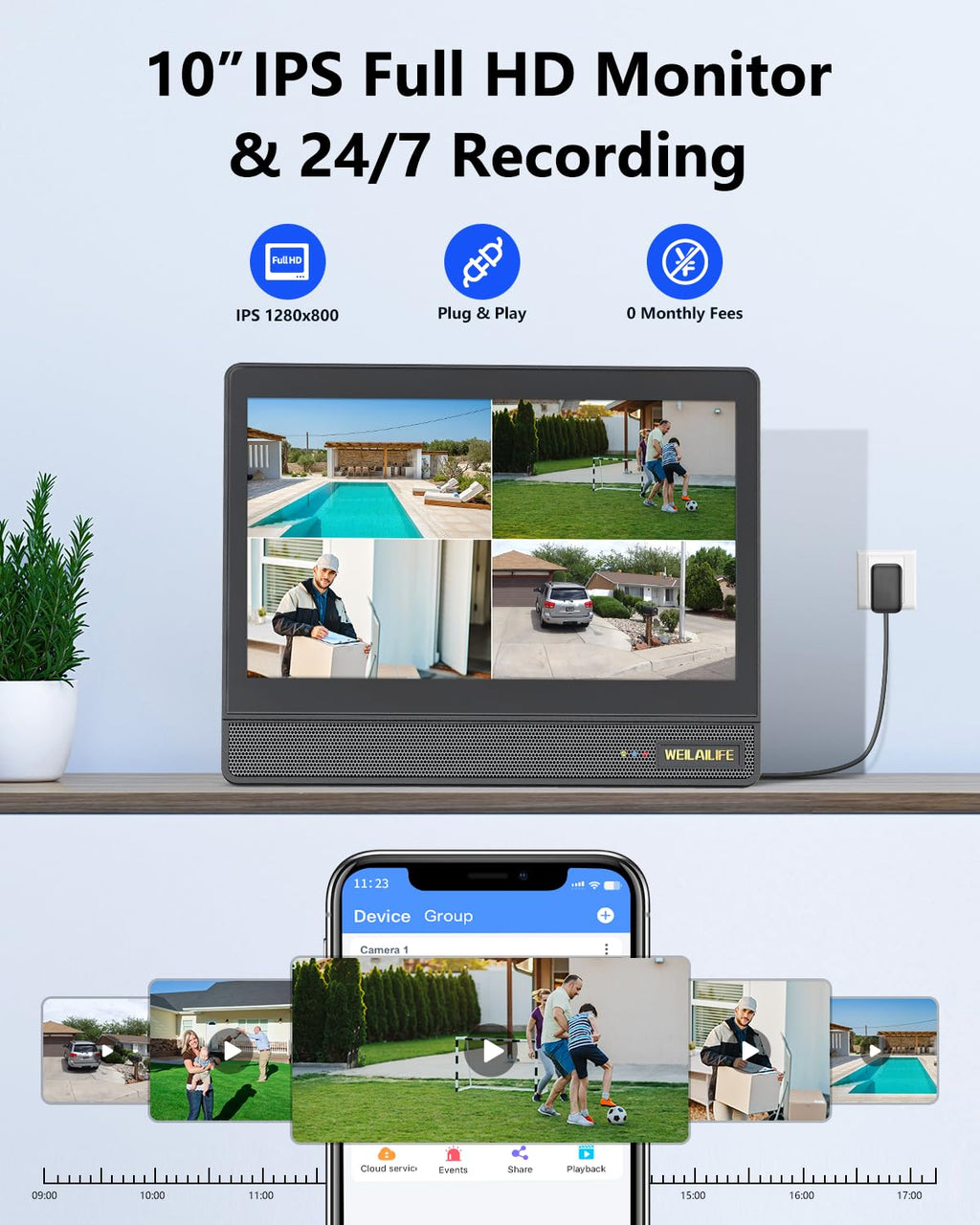 Wireless Security Camera System with 10" HD Monitor A575