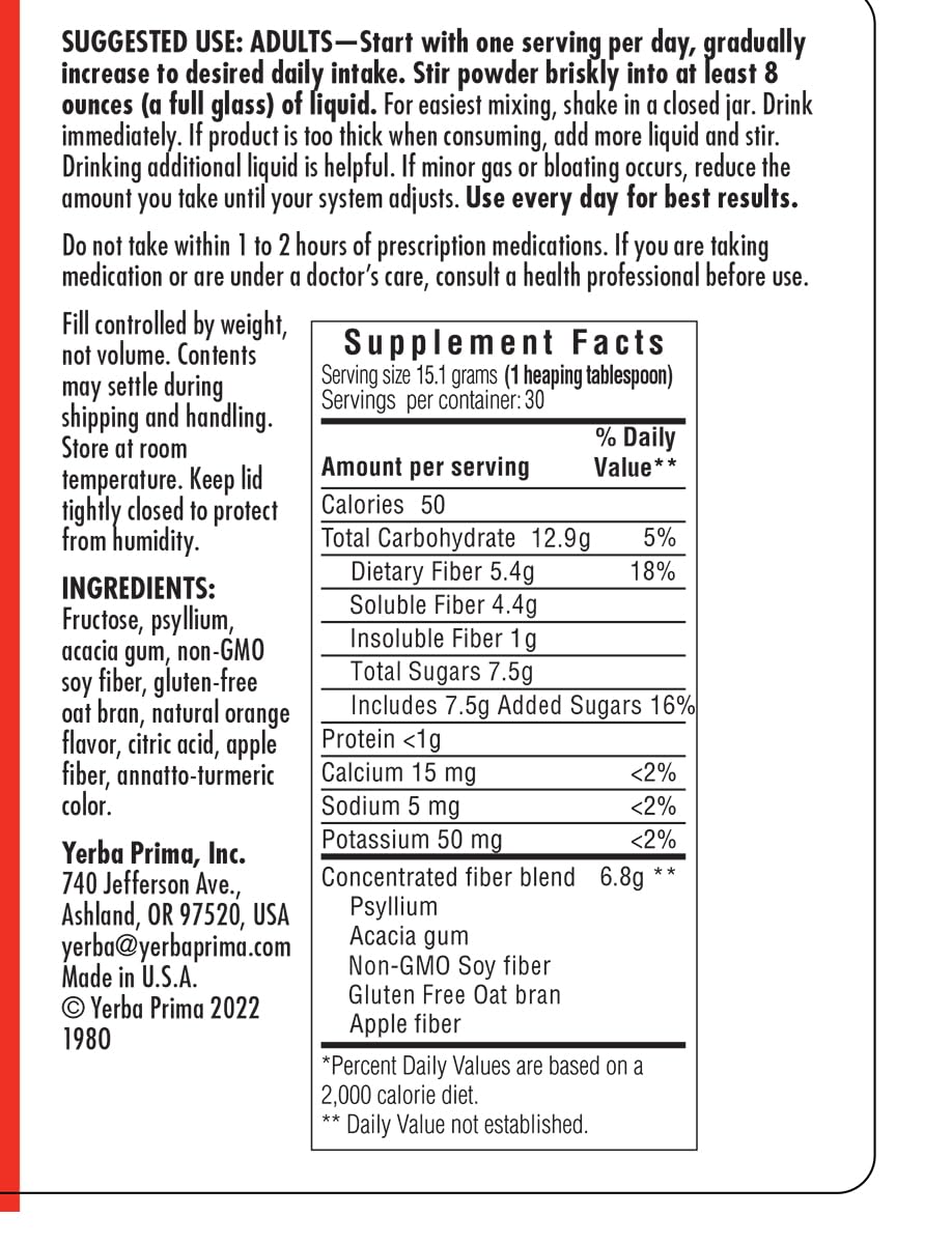Orange Daily Fiber Formula 1 pound Gluten Free K357