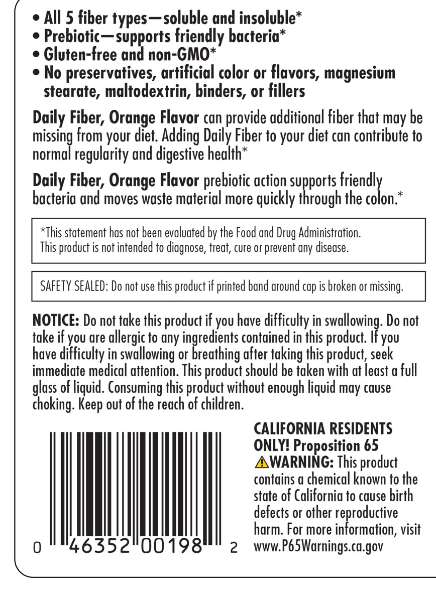 Orange Daily Fiber Formula 1 pound Gluten Free K357