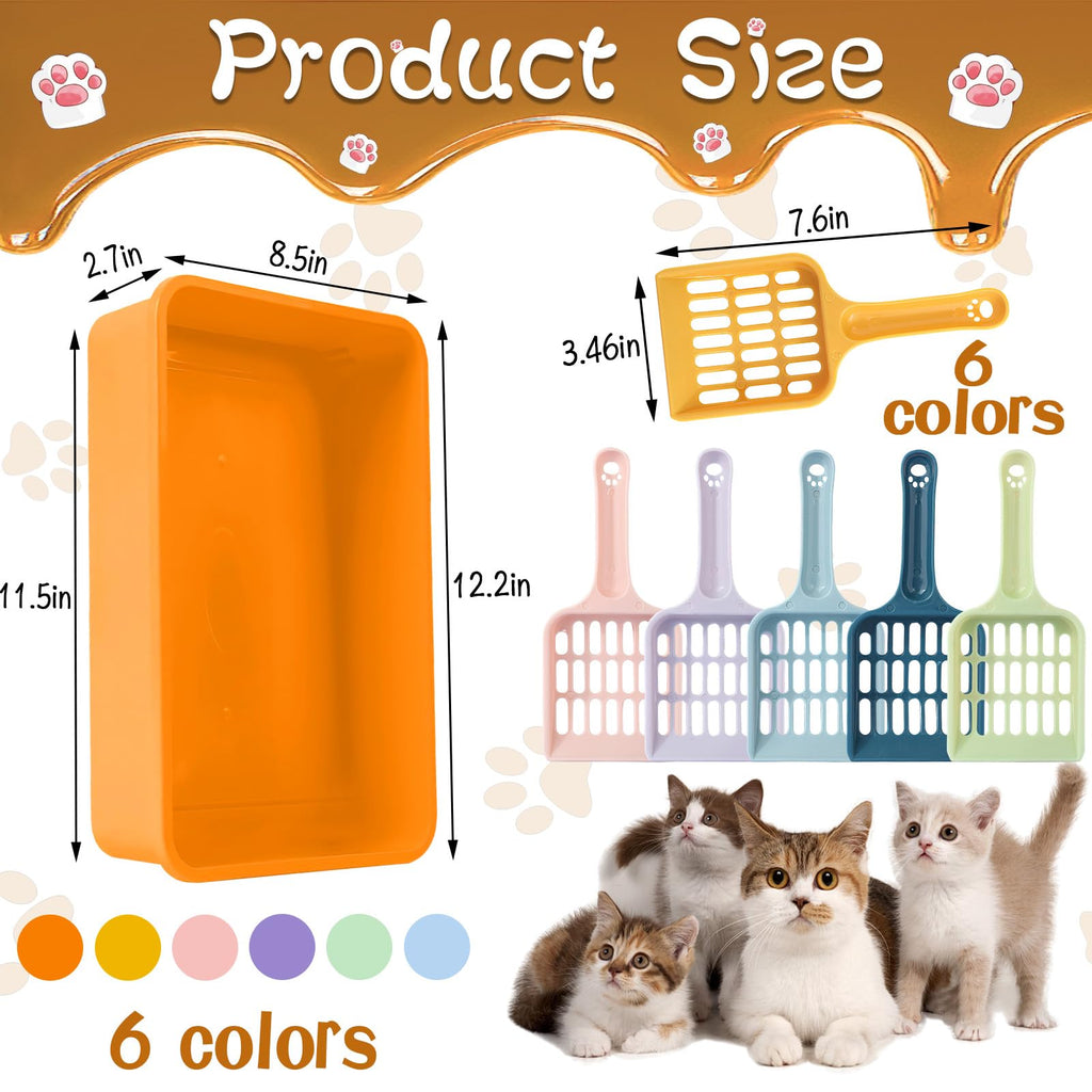 6 Pcs Plastic Kitten Litter Box Set with Scooper P589