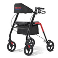 Foldable Lightweight Rolling Walker with Seat, 8" Wheels, 300 lb. Capacity, Red F14487