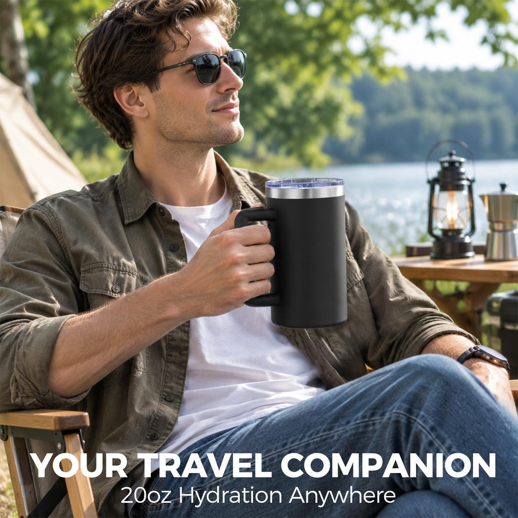 20oz Insulated Coffee Mug With Handle Ocean Blue M372