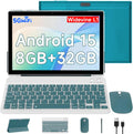 Android 15 Tablet 10.1 Inch 2 in 1 with Keyboard 8GB RAM 32GB ROM Quad-core IPS HD Touch Screen H94514
