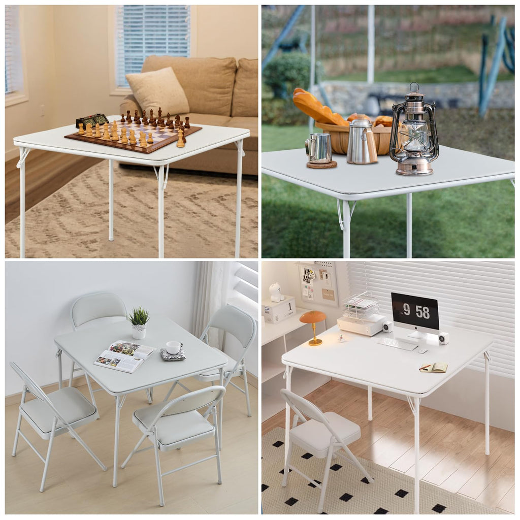Square Folding Table with Collapsible Legs White M969