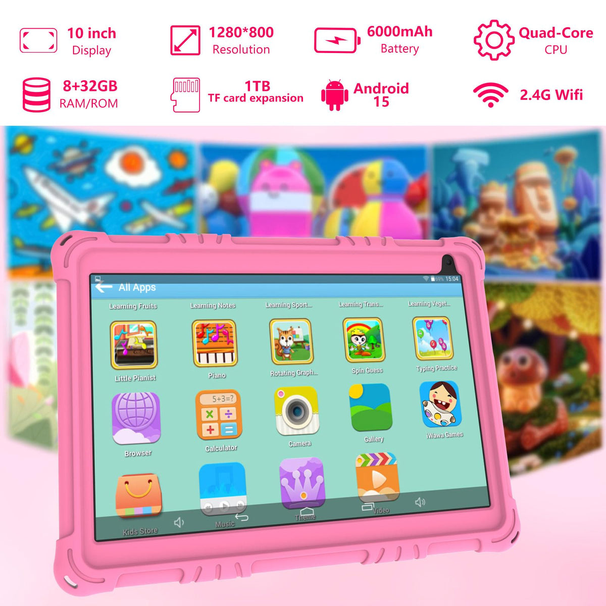 10 inch Kids Tablet 8GB RAM 32GB ROM Pink R702