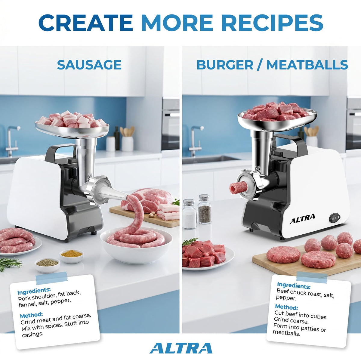 2300W Electric Meat Grinder with 2 Blades and 3 Grinding Plates B44480