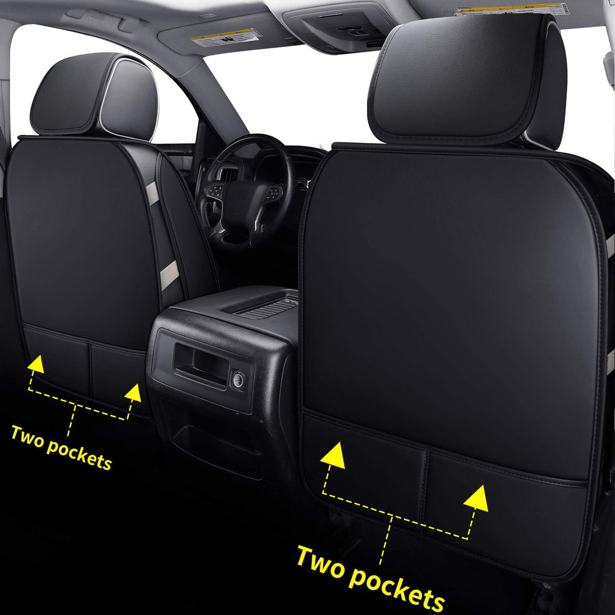 Black Faux Leather Full Set Seat Covers W134621